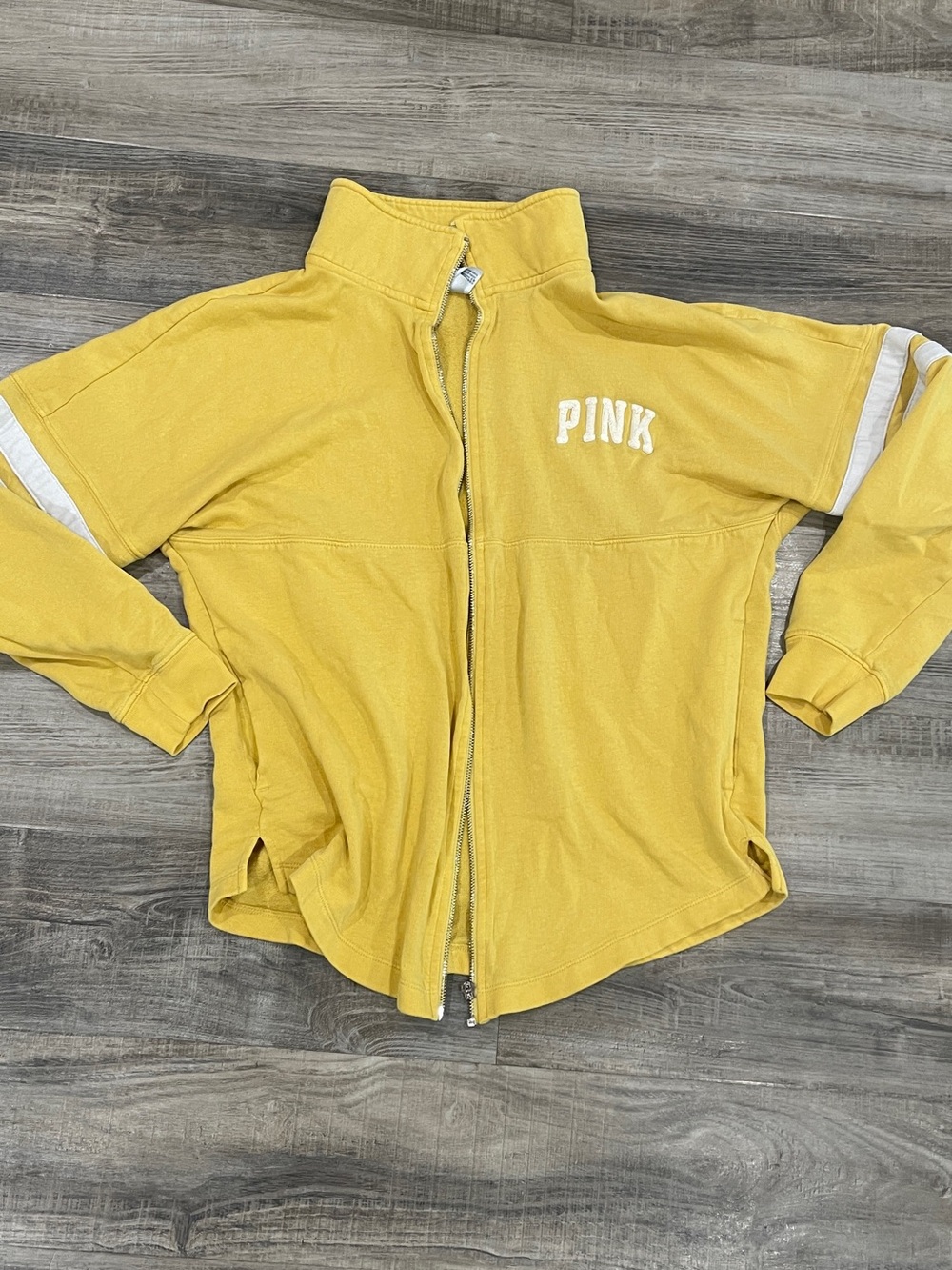 PINK Victoria's Secret Mustard Zip Hoodieu the zipper doesn’t work